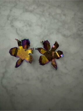 Lele Sadoughi Iridescent Floral Petal Earrings - Purple & Gold Tones
